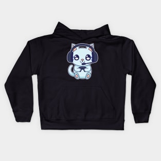 Kawaii Cat Playing Video Games Cute Kitten Lover Kids Hoodie